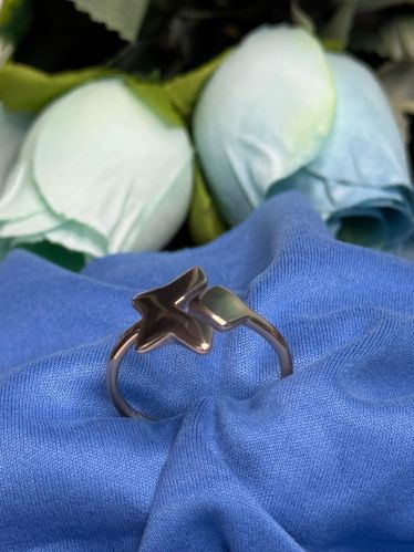 NIPSTec Stainless Steel Modern Star Ring with Minimal Band