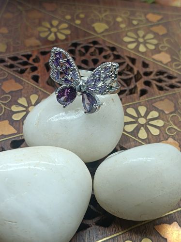 Non Polished Alloy Women Adjustable Butterfly Ring, Gender : Female
