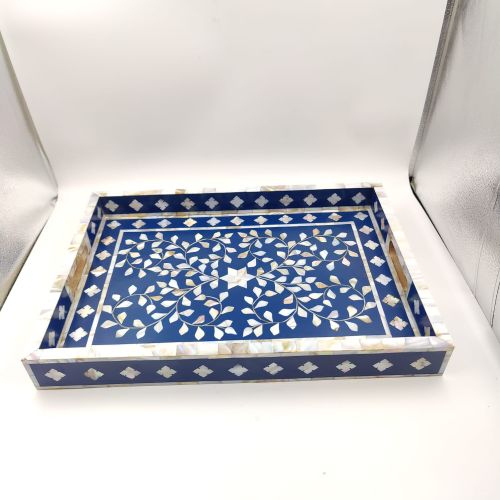 Mother OF Pearl Inlay Work Tray, Brand Name : HMC 12X16X2 INCH