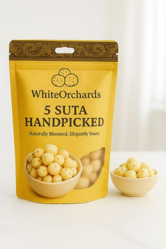 Whiteorchards 5 Suta Handpicked Phool Makhana, Color : Creamy