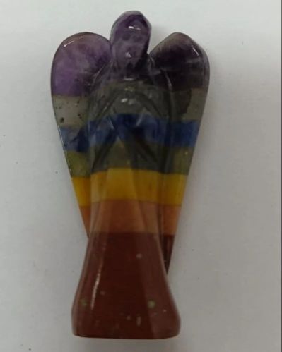 Smooth Finish Gemstone 2.5 Inch Seven Chakra Angel