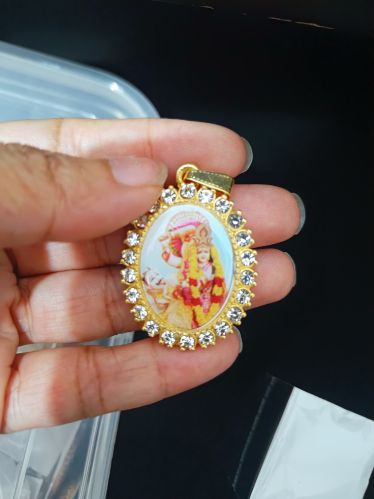 Metal Baglamukhi Mata Locket, Color : Gold