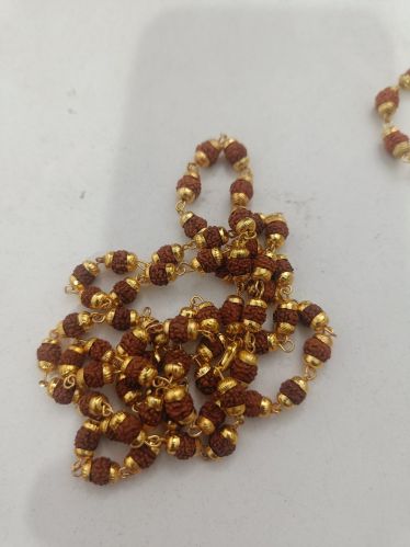 Gold Plated Rudraksha Mala, Color : Brown for Prayer, Meditation