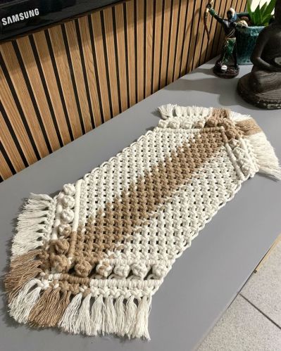 Cotton Designer Macrame Table Runner, Technics : Handmade