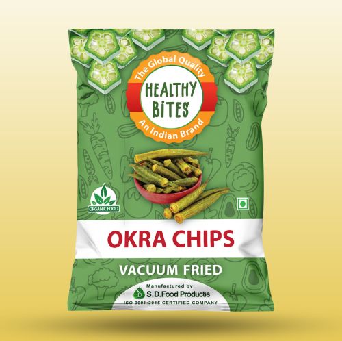 Natural Vacuum Fried Okra Chips, Brand Name : Healthy Bites