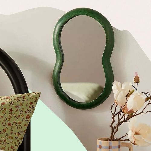 Parrot Green Resin Wavy Mirror for Home