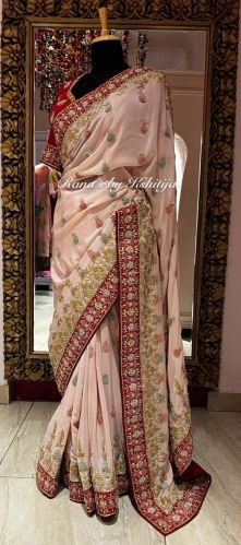 Pure Georgette Exquisite Bridal Wedding Designer Saree