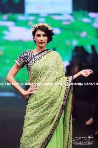 Pure Georgette Lime Green Jaal Butta Designer Saree