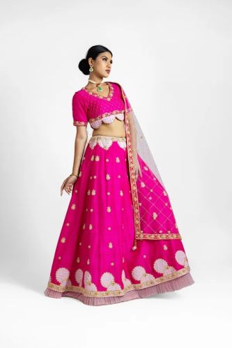 Pink Designer Lehenga Set With A Frill
