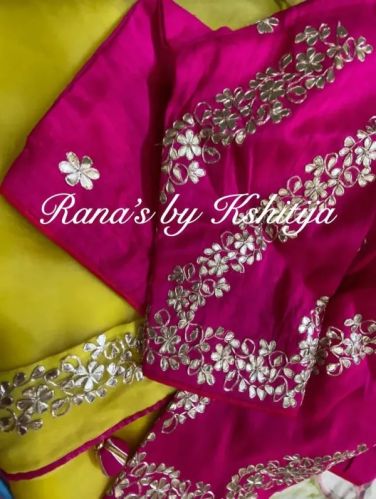 Pure Organza Saree In Yellow With Hot Pink Blouse
