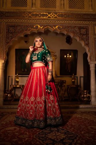 Red Bridal Lehenga Set In Rich Zardozi Handwork