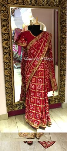 Pure Gajji Silk Red Gharchola Saree In Rich Zardozi