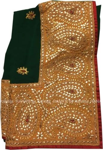 Rich Green Pure Georgette Saree for Casual, Partywear