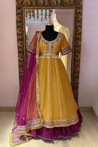 Sunshine N Wine Semi Anarkali With Gota Patti Charm