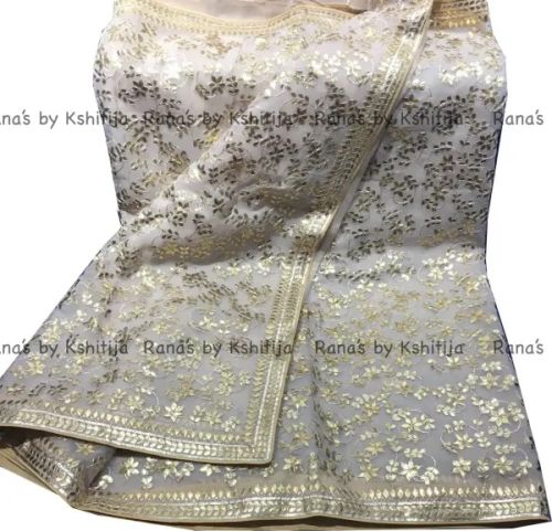 White Gota Jaal Saree In Pure Organza
