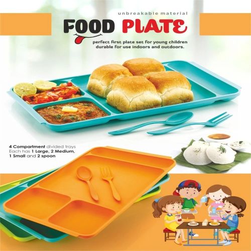 Microwave Safe Unbreakable Plastic Plate, Color : Multicolour