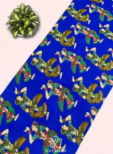 Digital Block Printing All over on Chanderi Silk Fabric ( 44