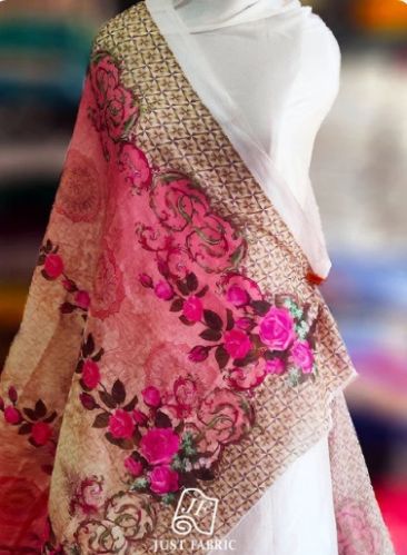 Floral Printed Kota Doria Dupatta (2.25m Length)