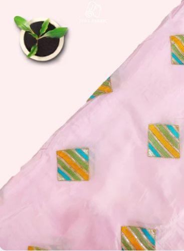 Sequins Work Thread Work on Viscose Crepe Fabric With Diamond Shaped Embroidery