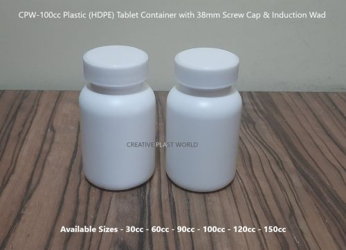 Cpw 100cc Plastic HDPE Tablet Container