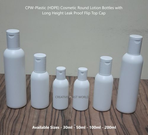 Plastic HDPE Round Lotion Bottles with Flip Top Cap