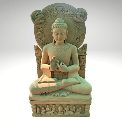 Sandstone 6ft Dharma Chakra Buddha Statue, Color : Brown
