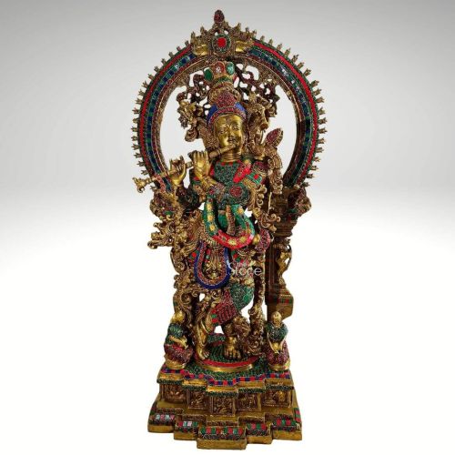 Brass Krishna Statue 32″