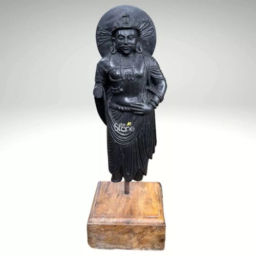 Black Granite Stone Buddha OF the Future 2ft Statue