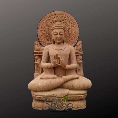 Sand Stone Buddha Statue in Dharmachakra Mudra 4ft, Color : Brown