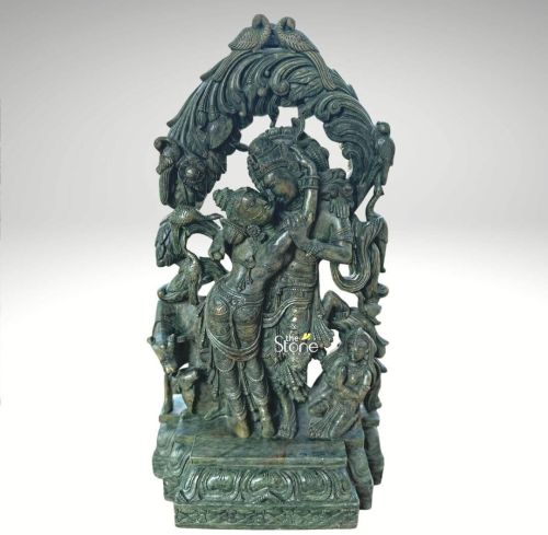 Green Stone Radha Krishna Statue 1.5ft, Weight : 10-15 Kgs