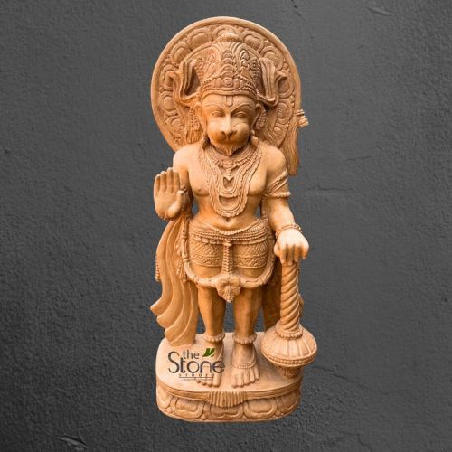 Hanuman Statue in Red Stone Standing Position 3ft