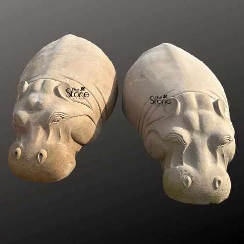 Hippo Sculpture 3ft, Color : Off-white