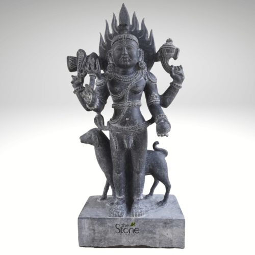 Black Granite Stone Kaal Bhairav Murti 2ft