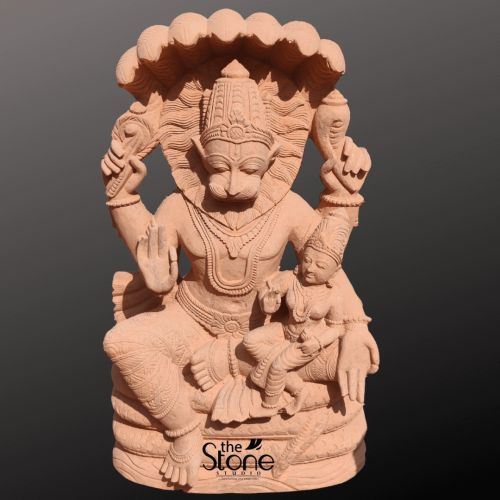 Sandstone Lakshmi Narasimha Idol 3ft, Color : Brown