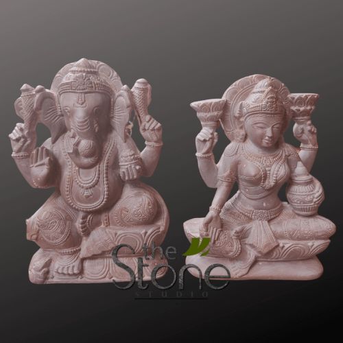 Soapstone Laxmi Ganesh Idol, Color : Pink