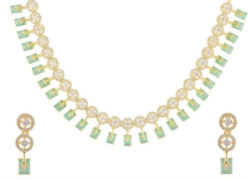 Elegant Handmade Cz Women Brass Necklace Set - A Perfect Finishing Touch