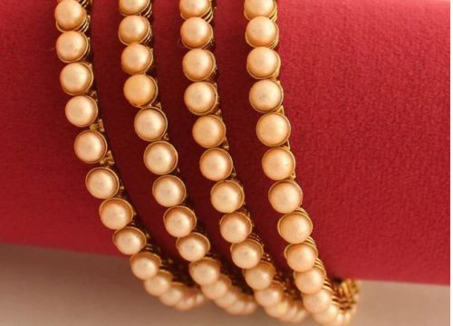 Nitya Women Alloy Metal Bangle Set, Color : Gold Tone