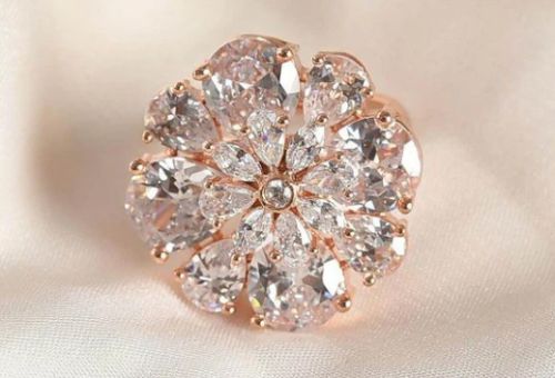 T4 Jewels Round Design Artificial American Diamond Women Ring - ADR0018