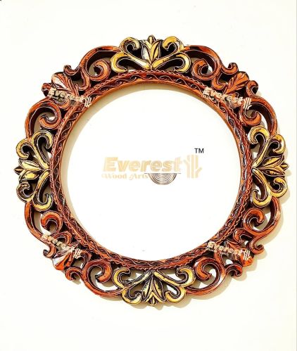 Wooden Carved Round Mirror Frame for Home Decor