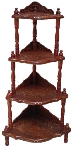 Wooden Corner Shelve Rack Stand for Interior Decor