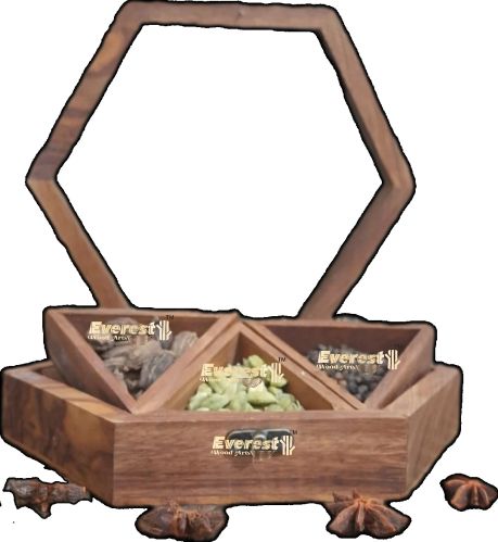 Wooden Hexagonal Spice Box