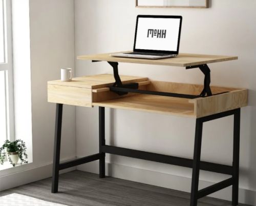 MDF Ascent Table, Color : Oak, Metal for Dual Use - Sitting Standing