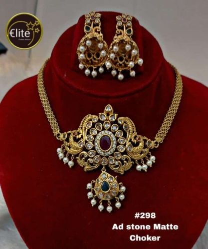 Elite Women AD Stone Matte Choker Set