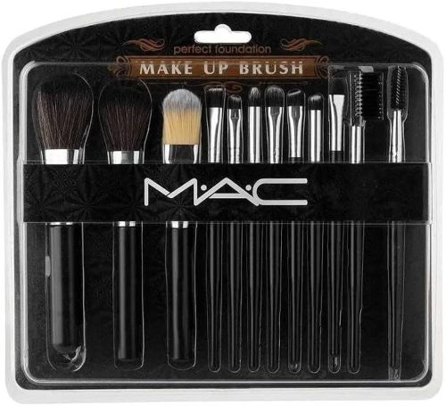 Polished Plain Wood Handles Mac 12 Piece Makeup Brush Set