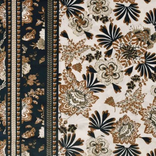 Cotton Allover Brown Flower Printed Woven Fabric