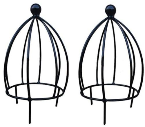 Metal Garden Deco Plant Support Cages Stakes, Color : Black
