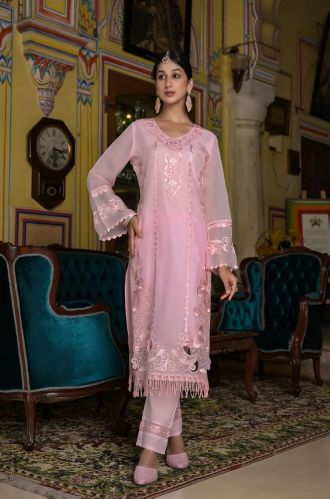 Women Exquisite Cut Work Embroidery Organza Kurta Set