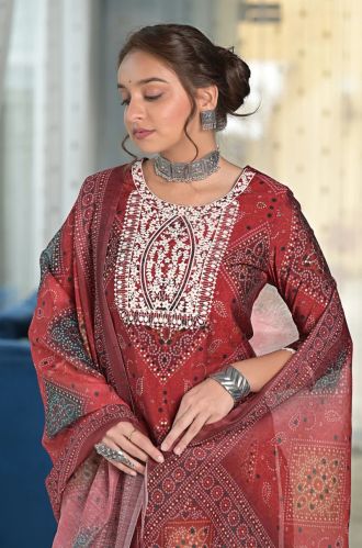 Viscose Silk Blend Women Exquisite Embroidery Sharara Set