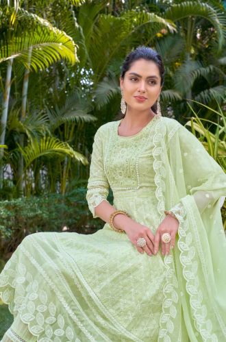 Women Sequined Anarkali Suit WITH Organza Dupatta