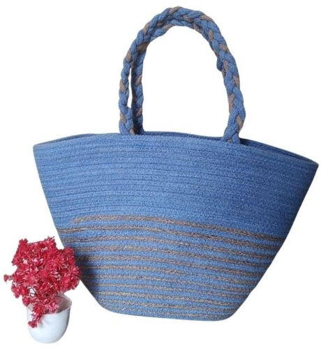 Jute Braided Handles Cotton Rope Tote Bag
